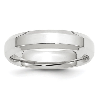 14k White Gold 5mm Beveled Edge Comfort Fit Wedding Band Size 10