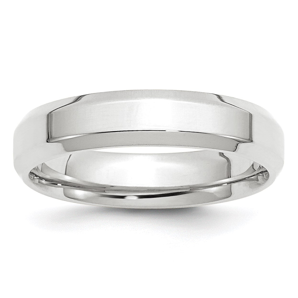 14k White Gold 5mm Beveled Edge Comfort Fit Wedding Band Size 7.5