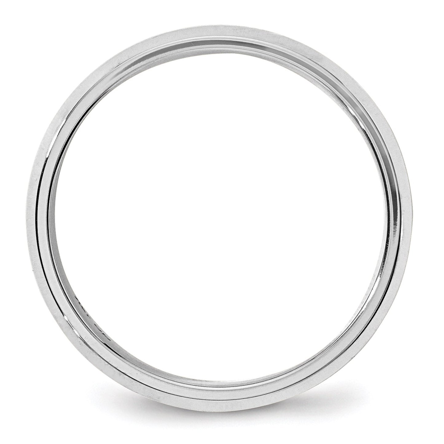 14k White Gold 6mm Beveled Edge Comfort Fit Wedding Band Size 10.5