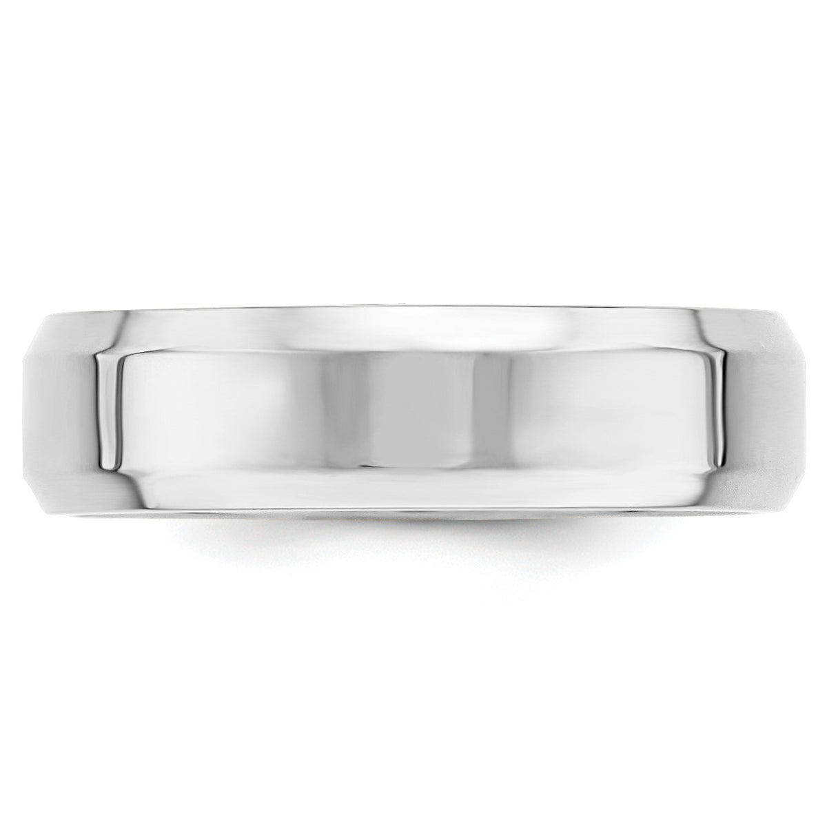 14k White Gold 6mm Beveled Edge Comfort Fit Wedding Band Size 10