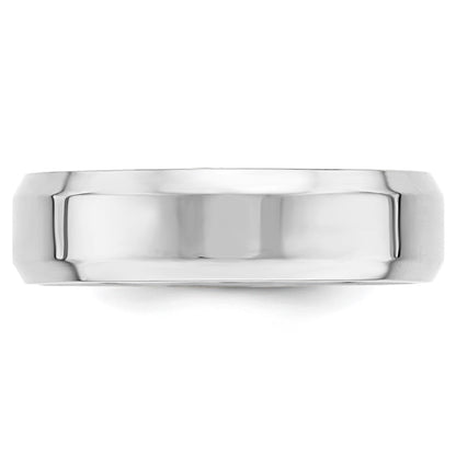 14k White Gold 6mm Beveled Edge Comfort Fit Wedding Band Size 10.5