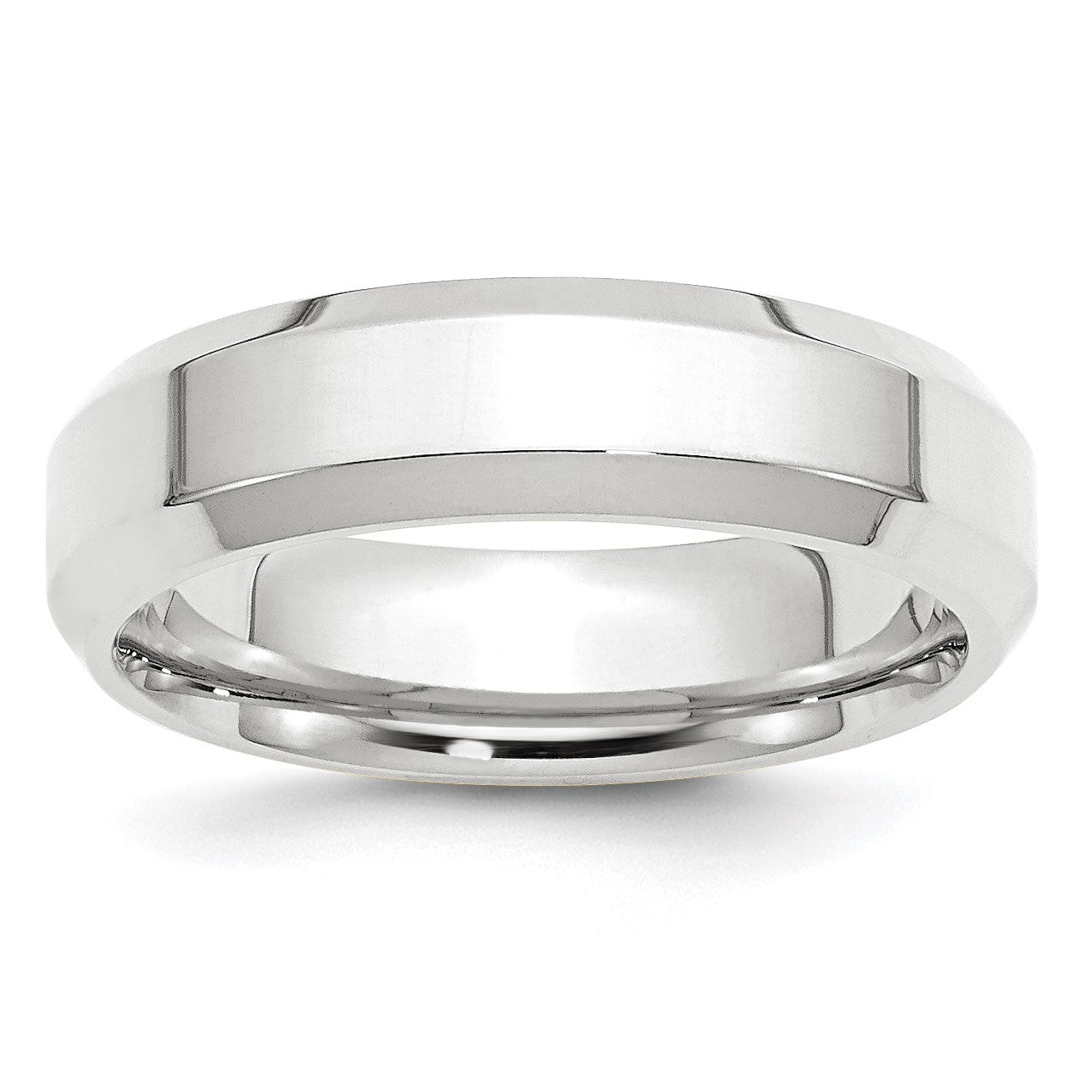 14k White Gold 6mm Beveled Edge Comfort Fit Wedding Band Size 12.5