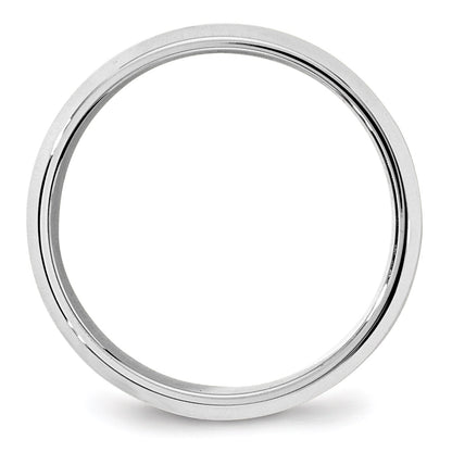 14k White Gold 7mm Beveled Edge Comfort Fit Wedding Band Size 9