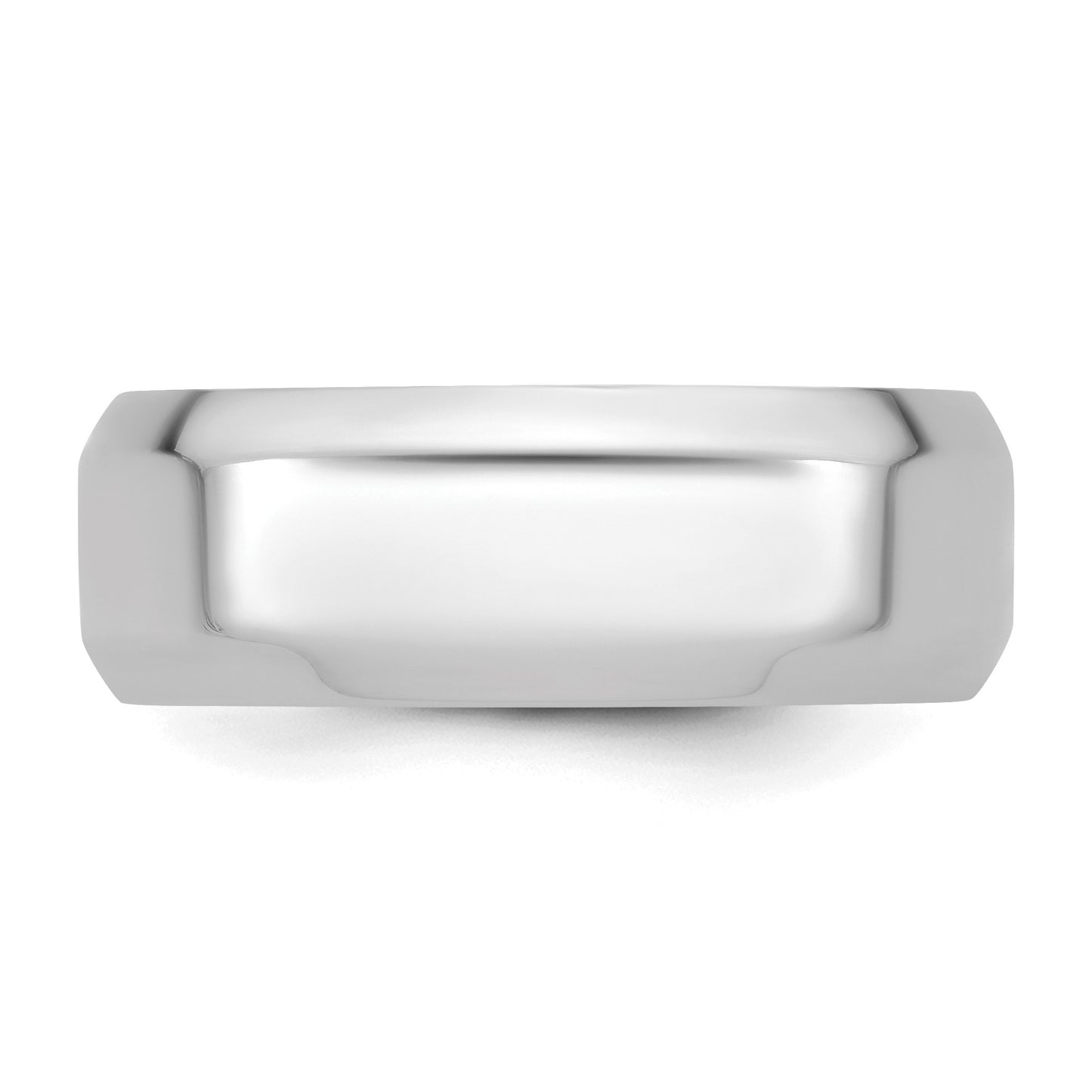 14k White Gold 8mm Beveled Edge Comfort Fit Wedding Band Size 13.5