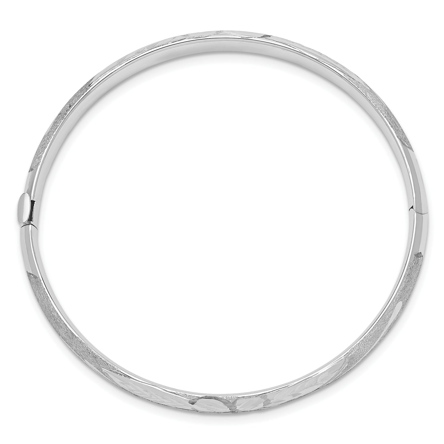 14k 3/16 White Gold Florentine 5mm Hinged Baby Bangle