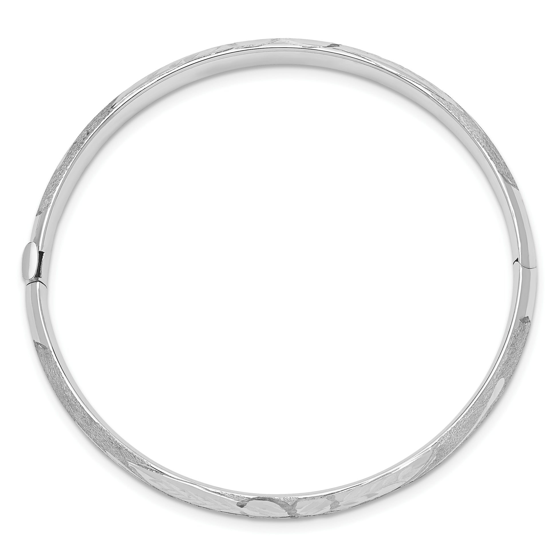 14k 3/16 White Gold Florentine 5mm Hinged Baby Bangle