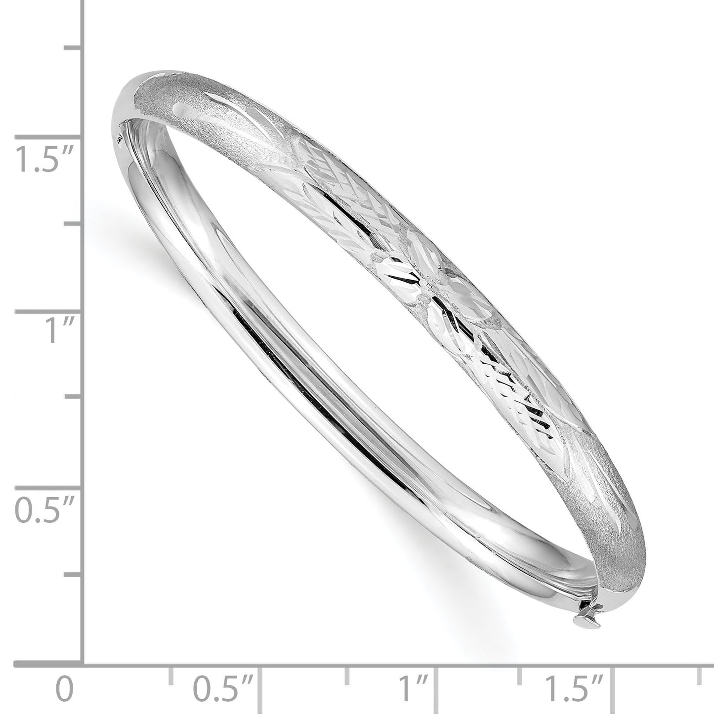 14k 3/16 White Gold Florentine 5mm Hinged Baby Bangle