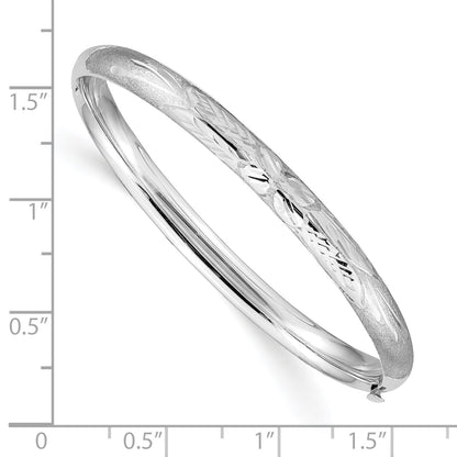 14k 3/16 White Gold Florentine 5mm Hinged Baby Bangle