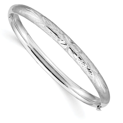 14k 3/16 White Gold Florentine 5mm Hinged Baby Bangle