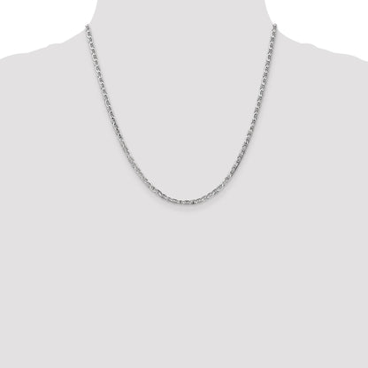 14K White Gold 20 inch 3mm Concave Anchor with Lobster Clasp Chain