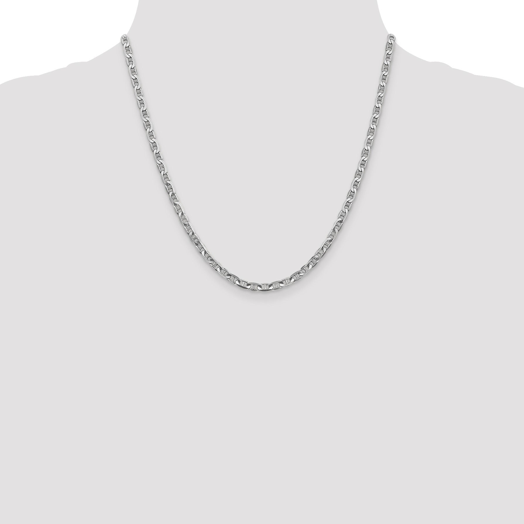 14K White Gold 20 inch 3.75mm Concave Anchor with Lobster Clasp Chain