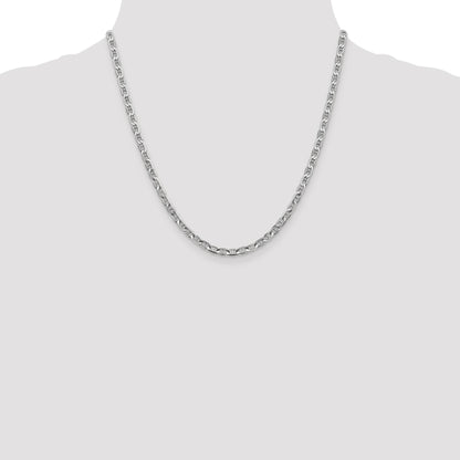 14K White Gold 20 inch 3.75mm Concave Anchor with Lobster Clasp Chain