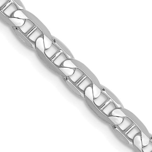 14K White Gold 24 inch 3.75mm Concave Anchor with Lobster Clasp Chain