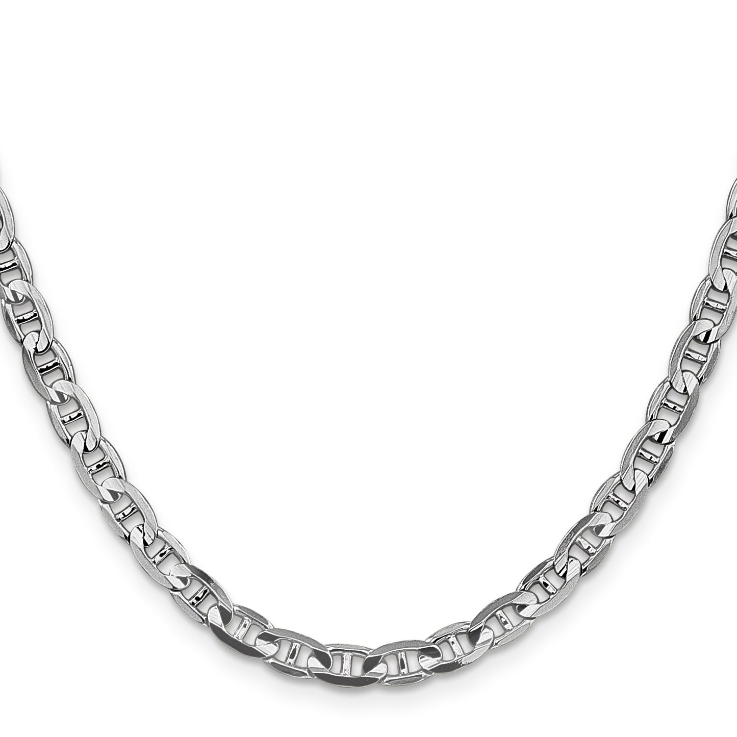 14K White Gold 8 inch 3.75mm Concave Anchor with Lobster Clasp Chain