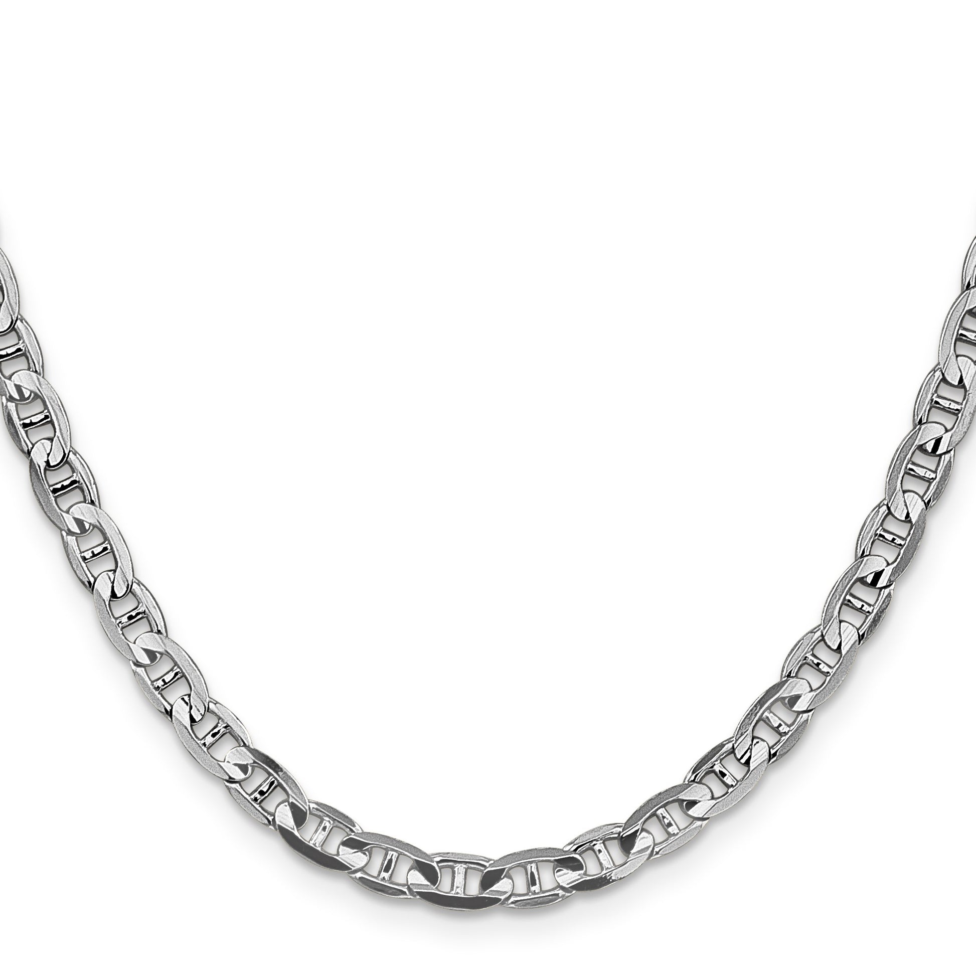 14K White Gold 8 inch 3.75mm Concave Anchor with Lobster Clasp Chain