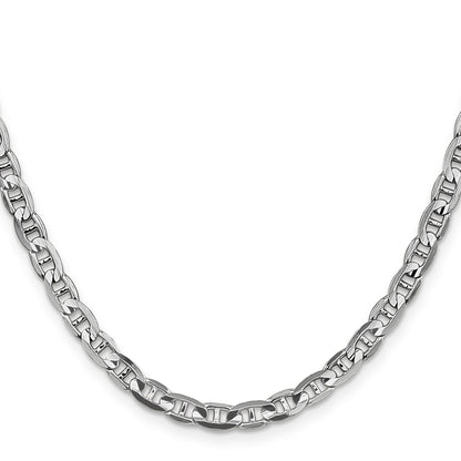 14K White Gold 8 inch 3.75mm Concave Anchor with Lobster Clasp Chain