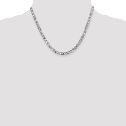 14K White Gold 8 inch 3.75mm Concave Anchor with Lobster Clasp Chain