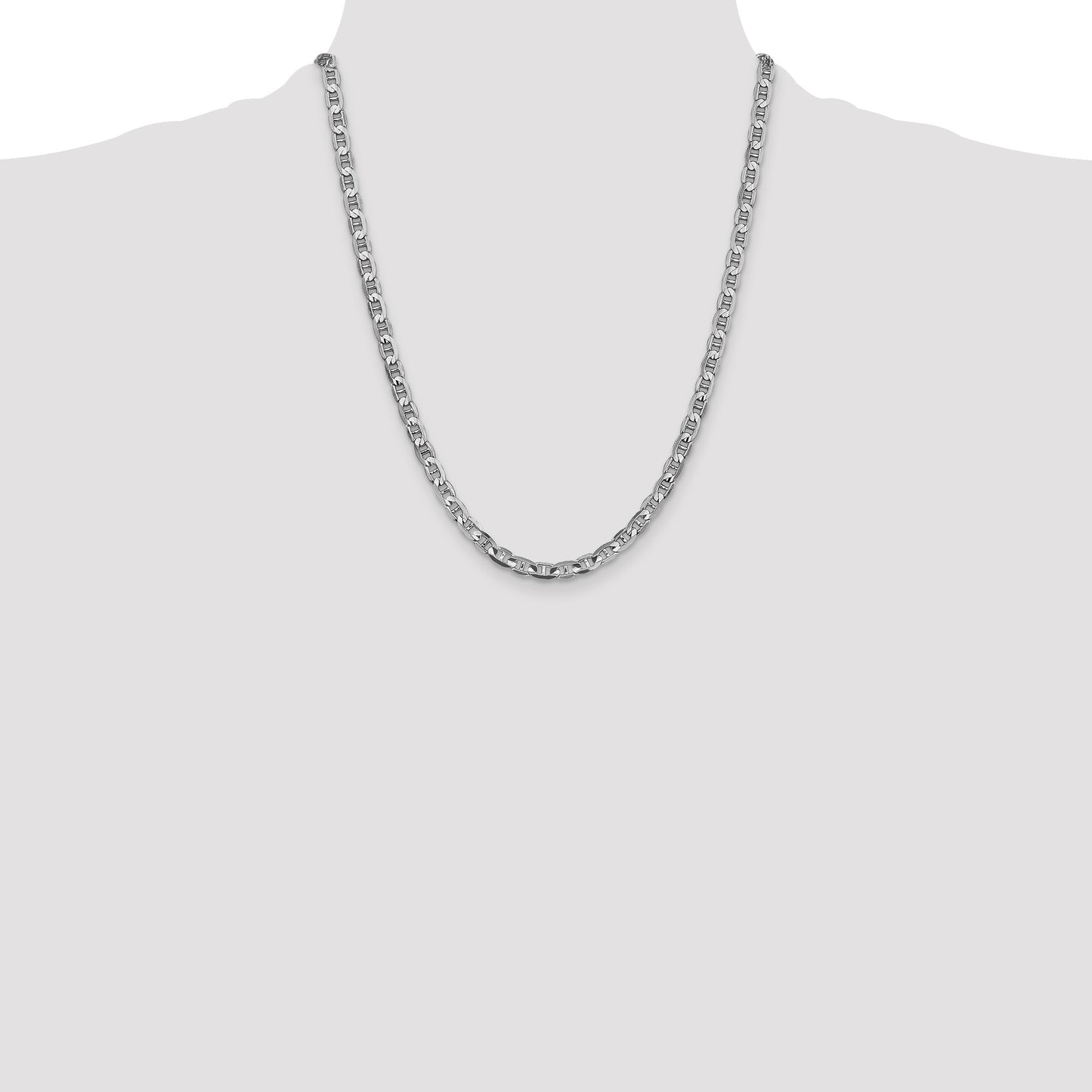 14K White Gold 22 inch 4.5mm Concave Anchor with Lobster Clasp Chain