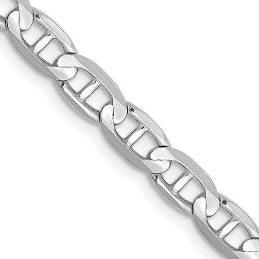 14K White Gold 22 inch 4.5mm Concave Anchor with Lobster Clasp Chain