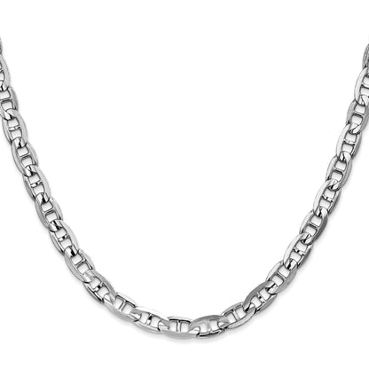 14K White Gold 20 inch 5.25mm Concave Anchor with Lobster Clasp Chain