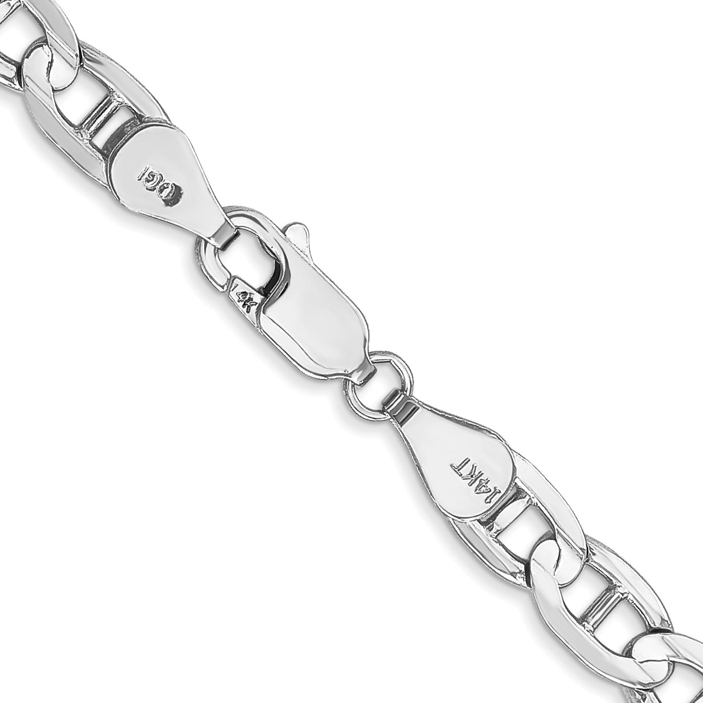 14K White Gold 20 inch 5.25mm Concave Anchor with Lobster Clasp Chain