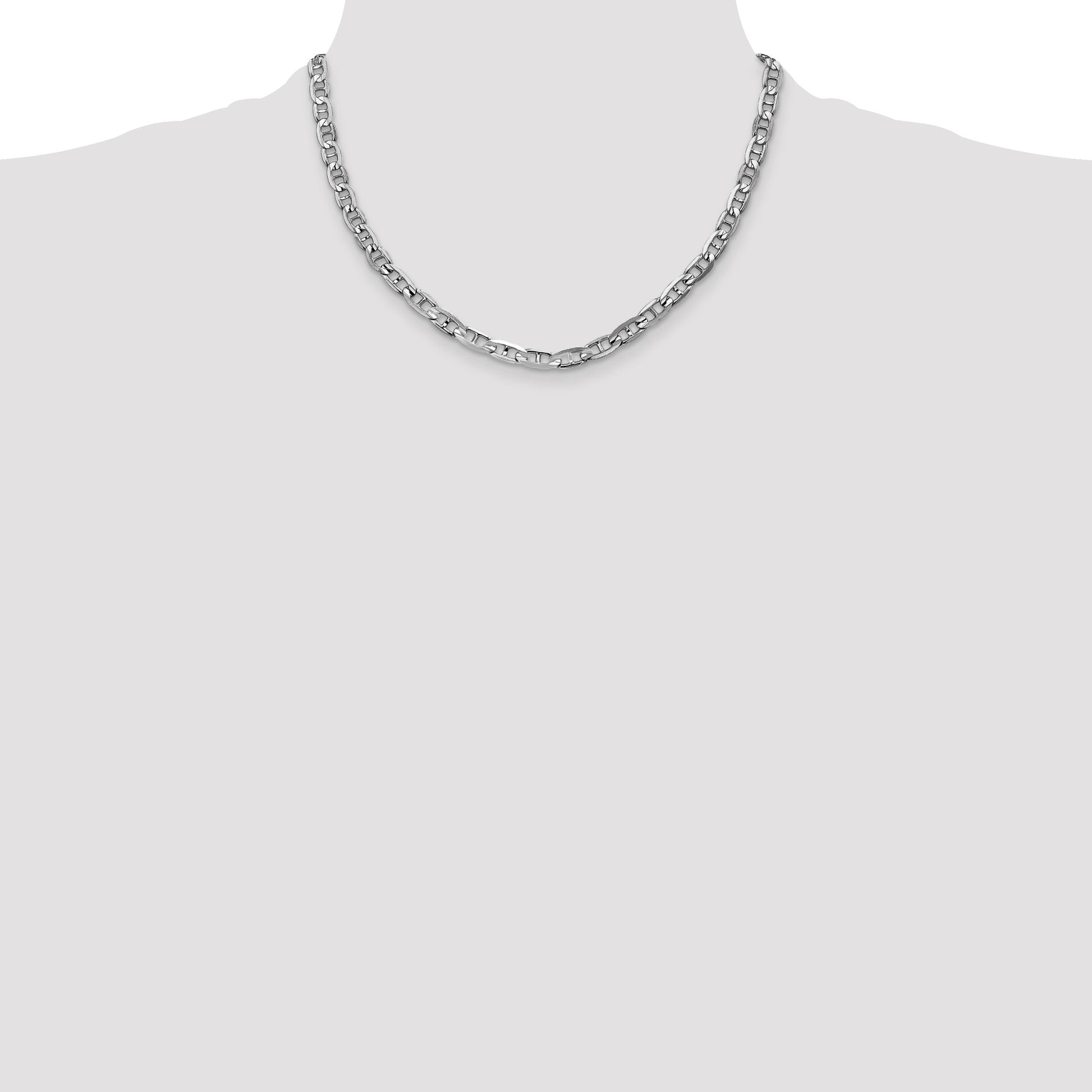 14K White Gold 18 inch 5.25mm Concave Anchor with Lobster Clasp Chain