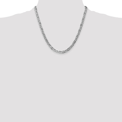 14K White Gold 20 inch 5.25mm Concave Anchor with Lobster Clasp Chain