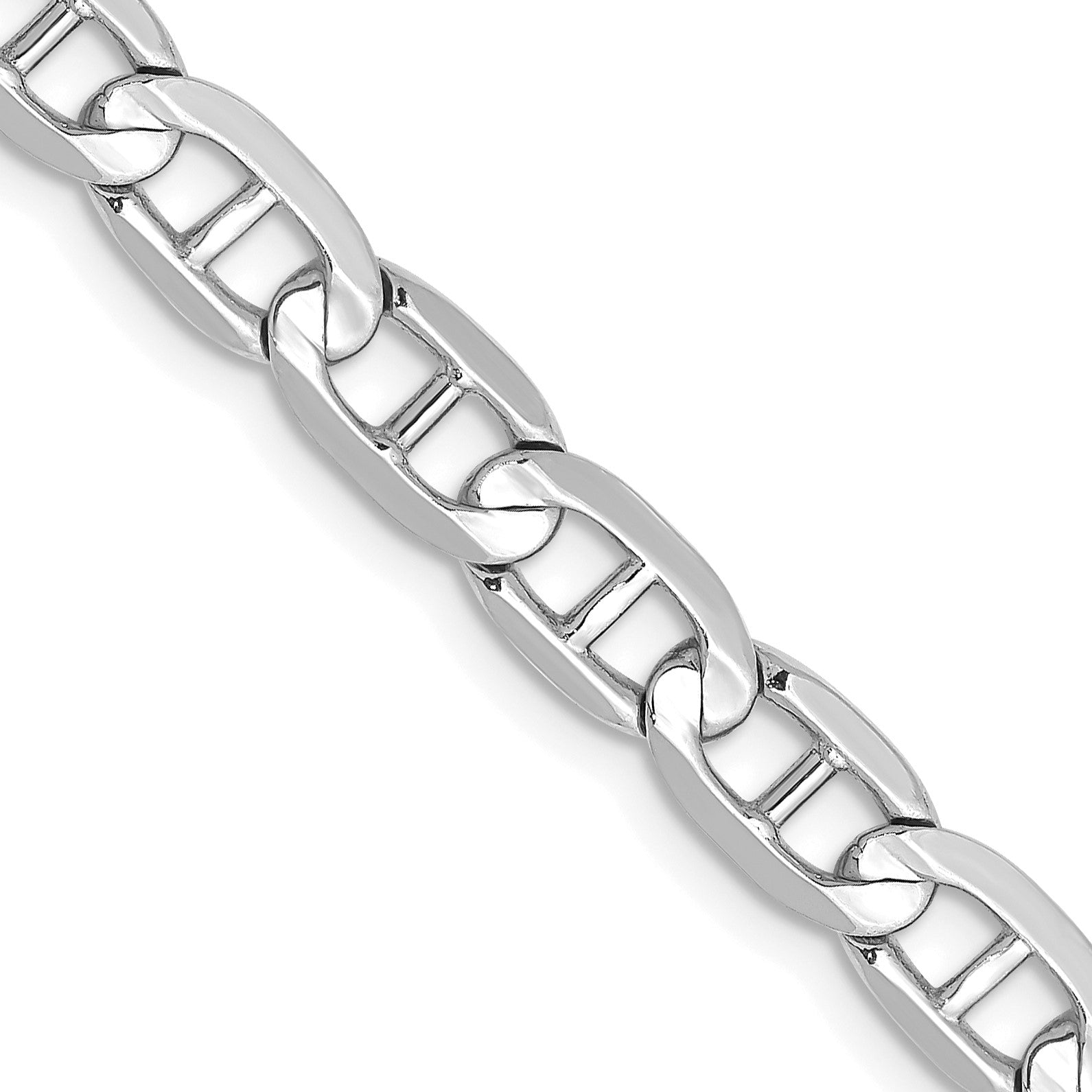 14K White Gold 20 inch 5.25mm Concave Anchor with Lobster Clasp Chain