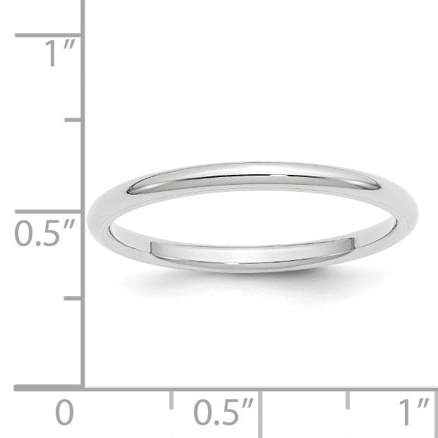 14k White Gold 2mm Standard Weight Comfort Fit Wedding Band Size 11.5