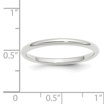 14k White Gold 2mm Standard Weight Comfort Fit Wedding Band Size 8