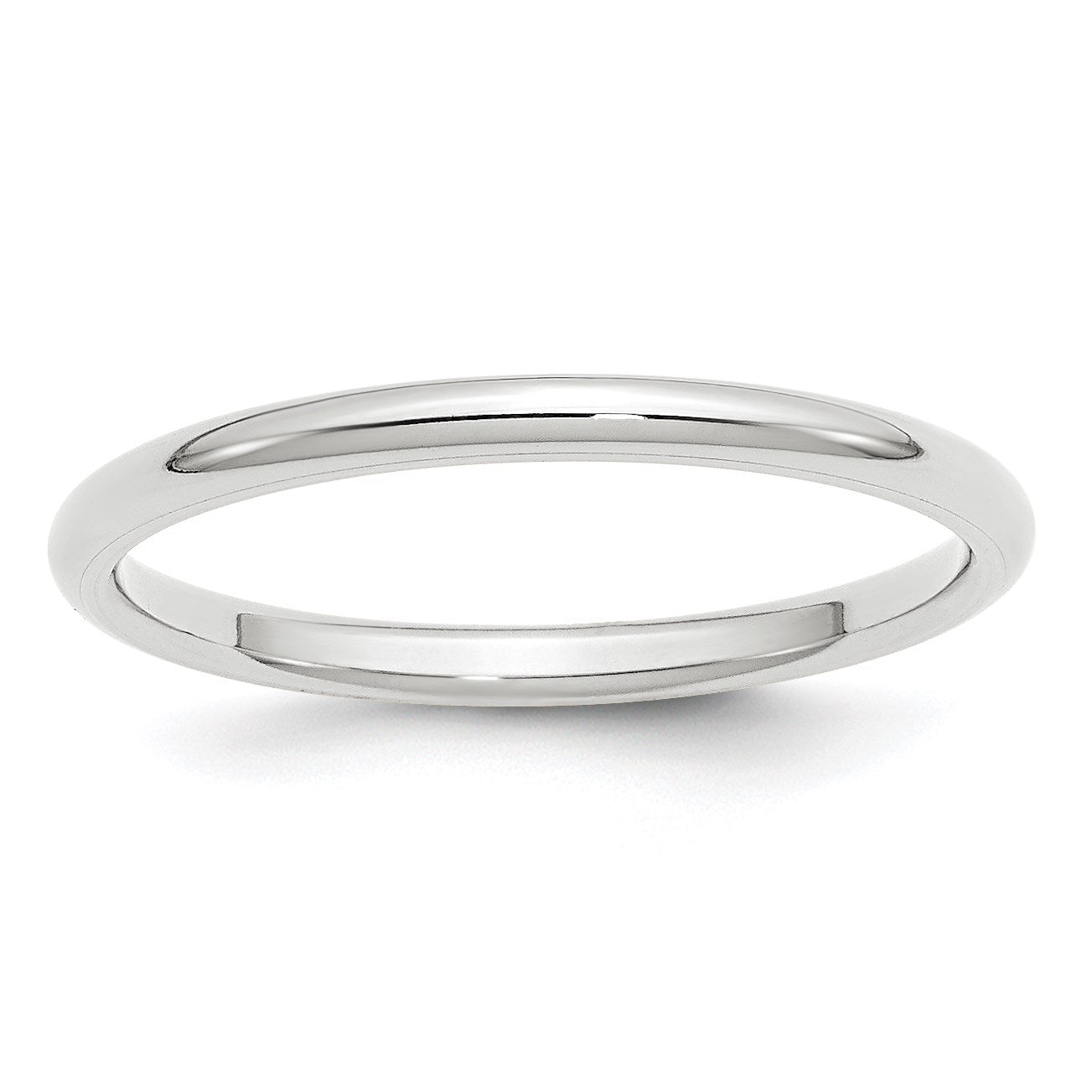 14k White Gold 2mm Standard Weight Comfort Fit Wedding Band Size 11.5