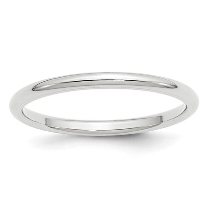 14k White Gold 2mm Standard Weight Comfort Fit Wedding Band Size 4