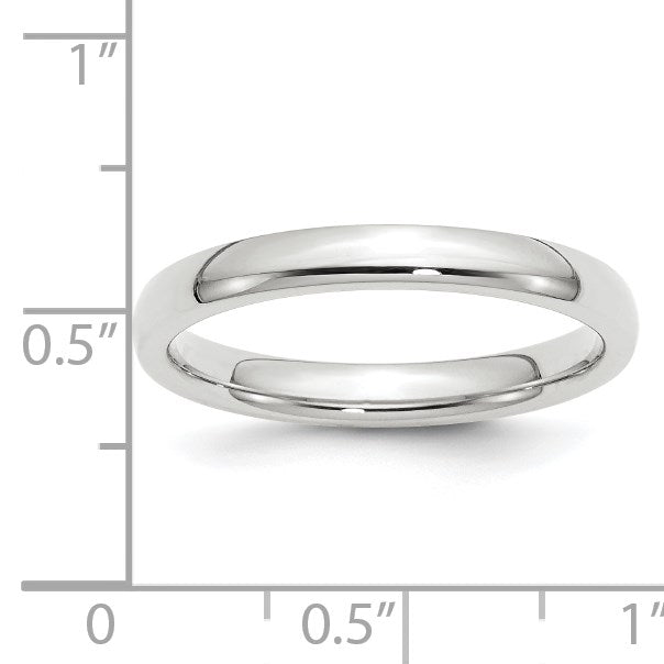 14k White Gold 3mm Standard Weight Comfort Fit Wedding Band Size 12