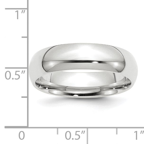 14k White Gold 6mm Standard Weight Comfort Fit Wedding Band Size 8.5