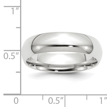 14k White Gold 6mm Standard Weight Comfort Fit Wedding Band Size 8.5