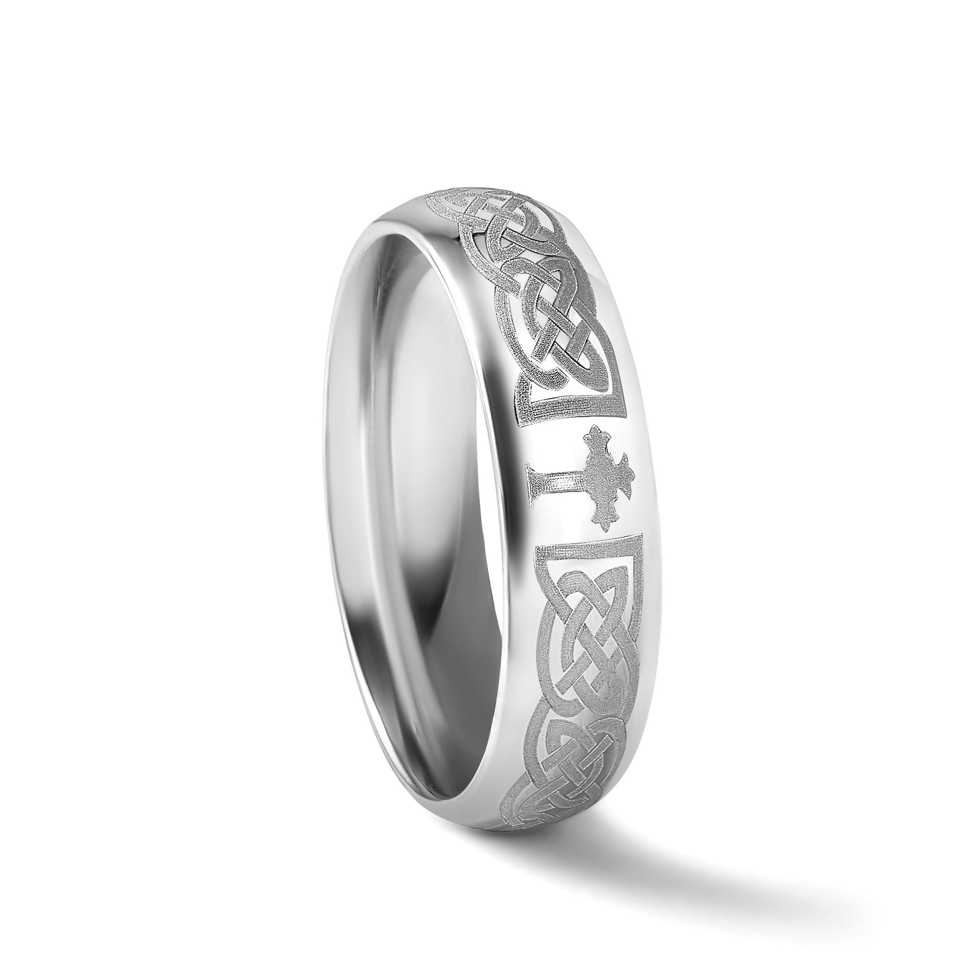 14k White Gold 6mm Standard Weight Comfort Fit Wedding Band Size 8.5