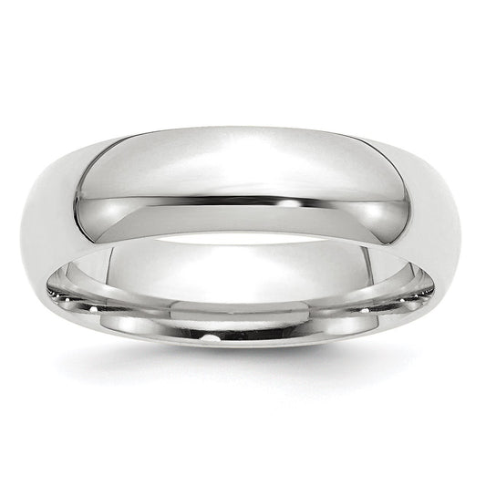 14k White Gold 6mm Standard Weight Comfort Fit Wedding Band Size 6.5