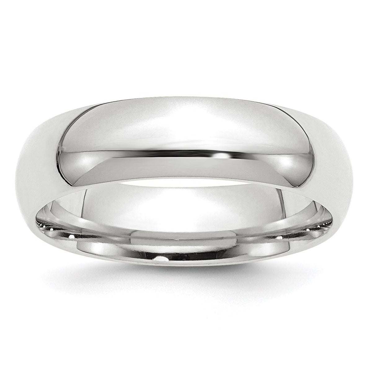 14k White Gold 6mm Standard Weight Comfort Fit Wedding Band Size 9.5