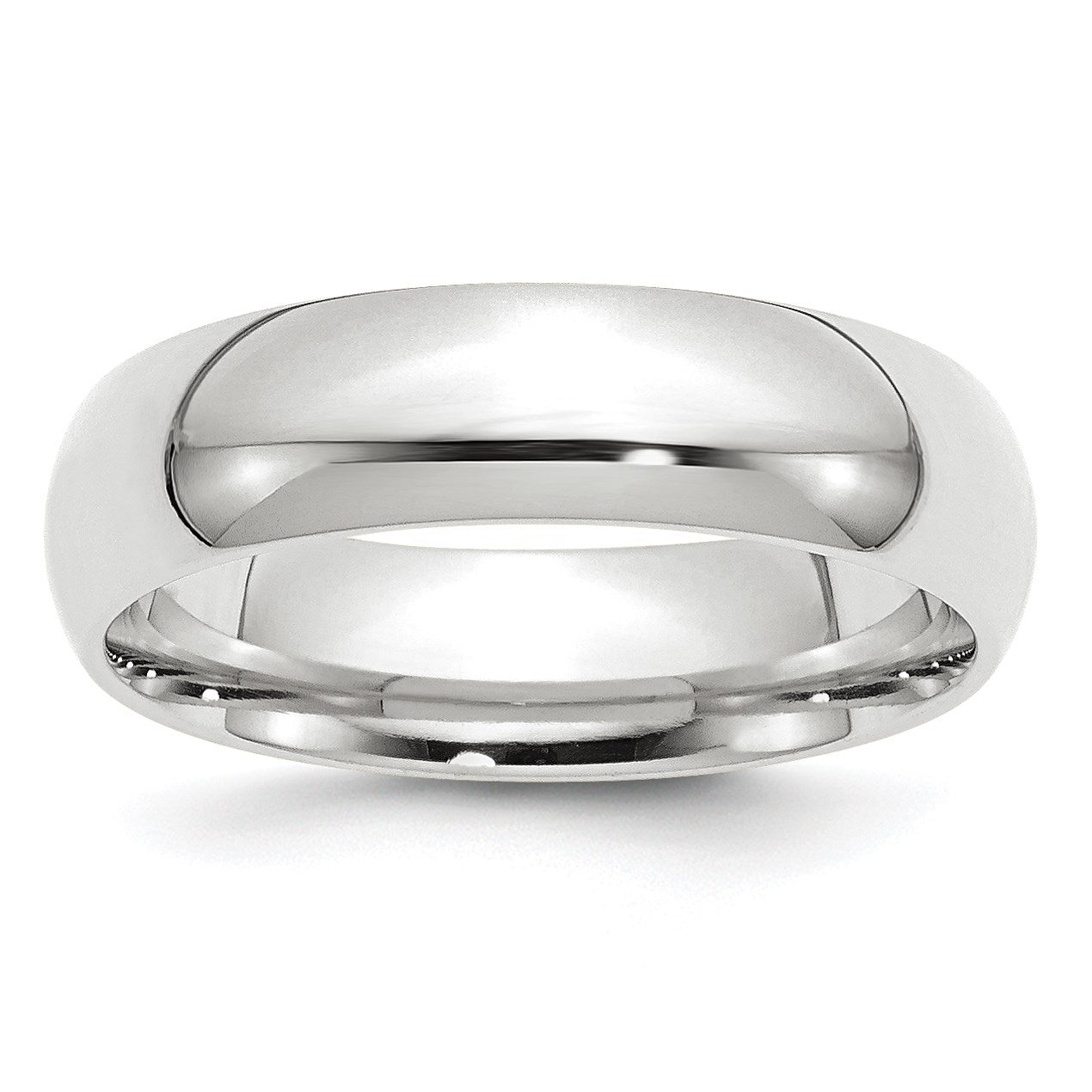 14k White Gold 6mm Standard Weight Comfort Fit Wedding Band Size 10.5