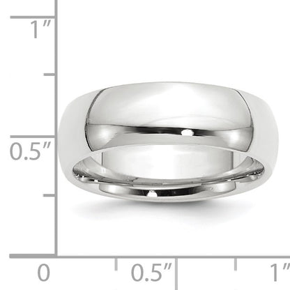 14k White Gold 7mm Standard Weight Comfort Fit Wedding Band Size 7