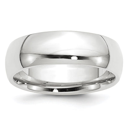 14k White Gold 7mm Standard Weight Comfort Fit Wedding Band Size 13