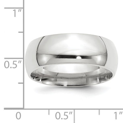 14k White Gold 8mm Standard Weight Comfort Fit Wedding Band Size 9.5