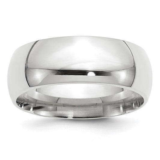 14k White Gold 8mm Standard Weight Comfort Fit Wedding Band Size 10.5