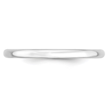14k White Gold 2mm Lightweight Comfort Fit Wedding Band Size 10