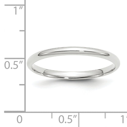 14k White Gold 2mm Lightweight Comfort Fit Wedding Band Size 4.5