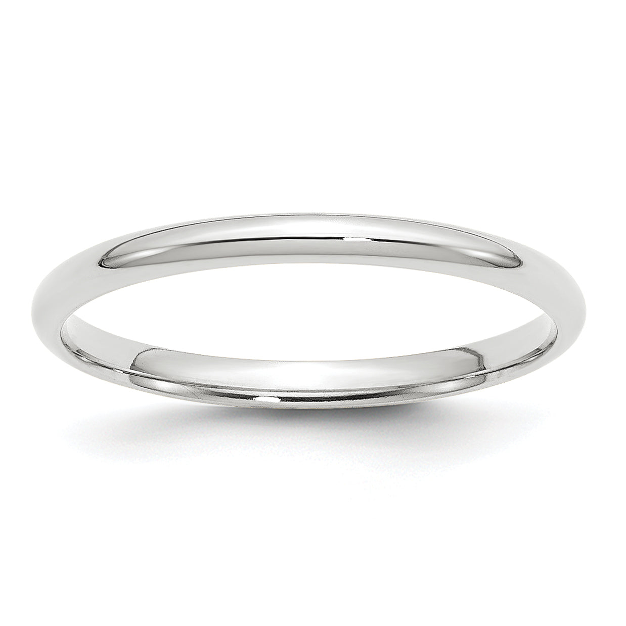 14k White Gold 2mm Lightweight Comfort Fit Wedding Band Size 4.5