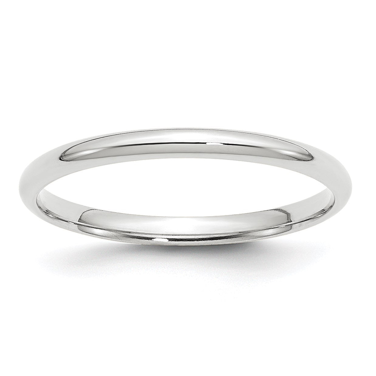 14k White Gold 2mm Lightweight Comfort Fit Wedding Band Size 8