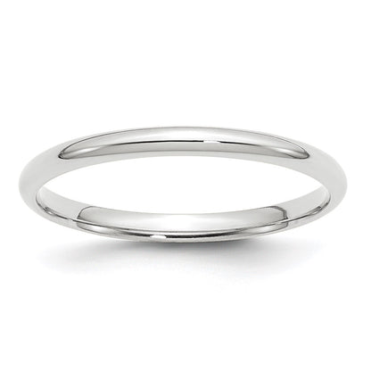 14k White Gold 2mm Lightweight Comfort Fit Wedding Band Size 8
