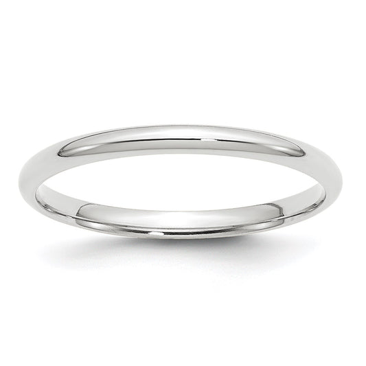 14k White Gold 2mm Lightweight Comfort Fit Wedding Band Size 8.5