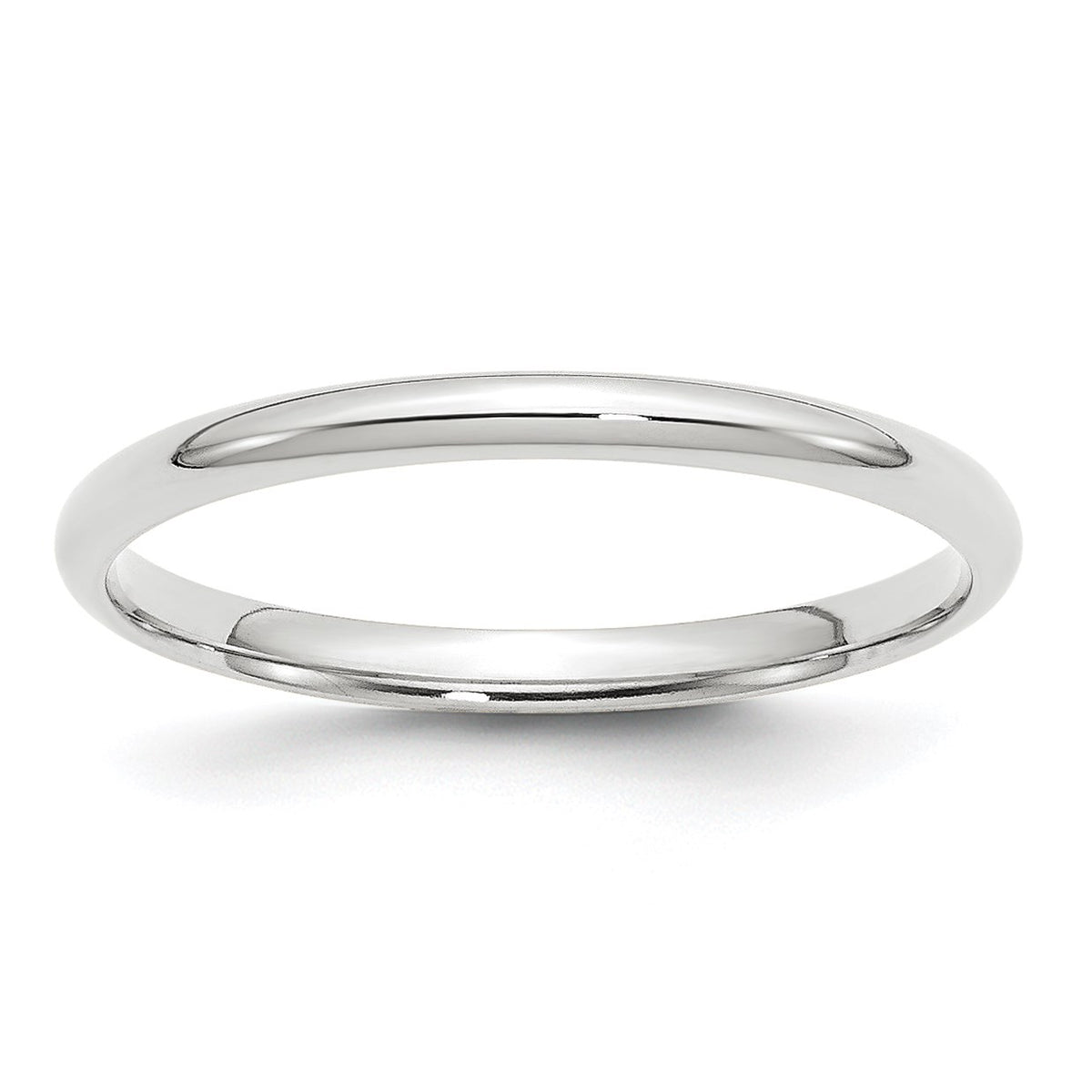14k White Gold 2mm Lightweight Comfort Fit Wedding Band Size 6.5